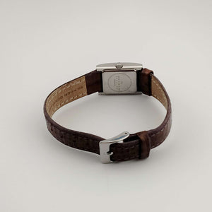I Like Mikes Mid Century Modern Watches Skagen Watch, Square Mother of Pearl Dial, Genuine Brown Leather Strap