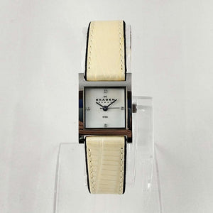I Like Mikes Mid Century Modern Watches Skagen Watch, Square Mother of Pearl Dial, Genuine Patent Leather Strap