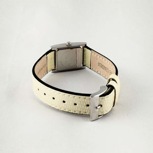 I Like Mikes Mid Century Modern Watches Skagen Watch, Square Mother of Pearl Dial, Genuine Patent Leather Strap