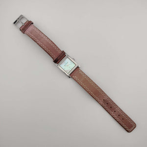 I Like Mikes Mid Century Modern Watches Skagen Watch, Square Pink Mother of Pearl Dial, Genuine Pink Leather Strap