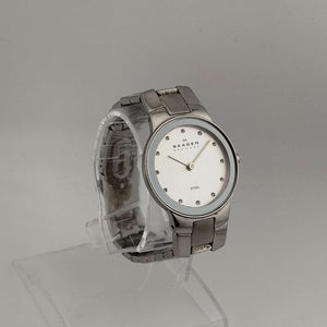 I Like Mikes Mid Century Modern Watches Skagen Women's All Silver Tone Watch, Jewel Markers, Bracelet Strap