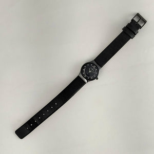 I Like Mikes Mid Century Modern Watches Skagen Women's Ceramic and Stainless Steel Watch, Black Dial with Jewel Hour Markers, Black Genuine Leather Strap