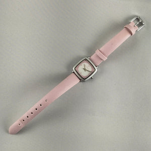 I Like Mikes Mid Century Modern Watches Skagen Women's or Kid's Stainless Steel Watch, Pink and White Dial, Light Pink Leather Strap