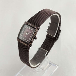 I Like Mikes Mid Century Modern Watches Skagen Women's Petite Dark Brown Watch, Mesh Strap