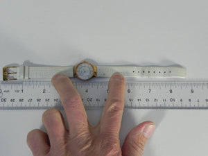 I Like Mikes Mid Century Modern Watches Skagen Women's Rose Gold Tone Round Watch Mother of Pearl Dial White Leather Band