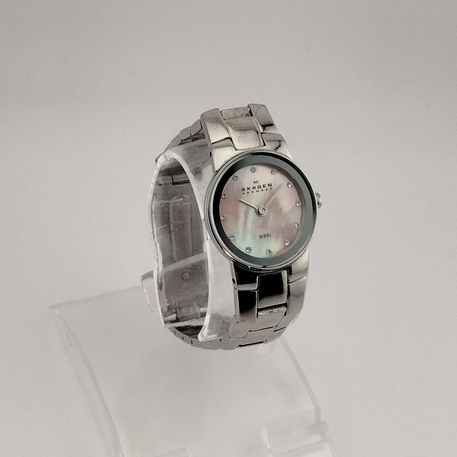 Skagen Ladies Pink Mother of Pearl Silver Rimmed Round Face Watch with Pink Band Pink Watch, Skagen Watch, Breast Cancer Awareness Watch  main image 3