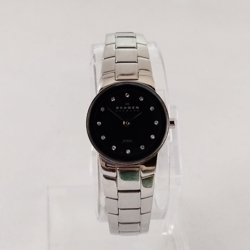 Skagen Women's Stainless Steel Round Watch, Black Dial, Jewel Hour