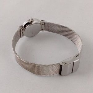 I Like Mikes Mid Century Modern Watches Skagen Women's Stainless Steel Round Watch, Black Dial, Jewel Hour Markers, Mesh Strap