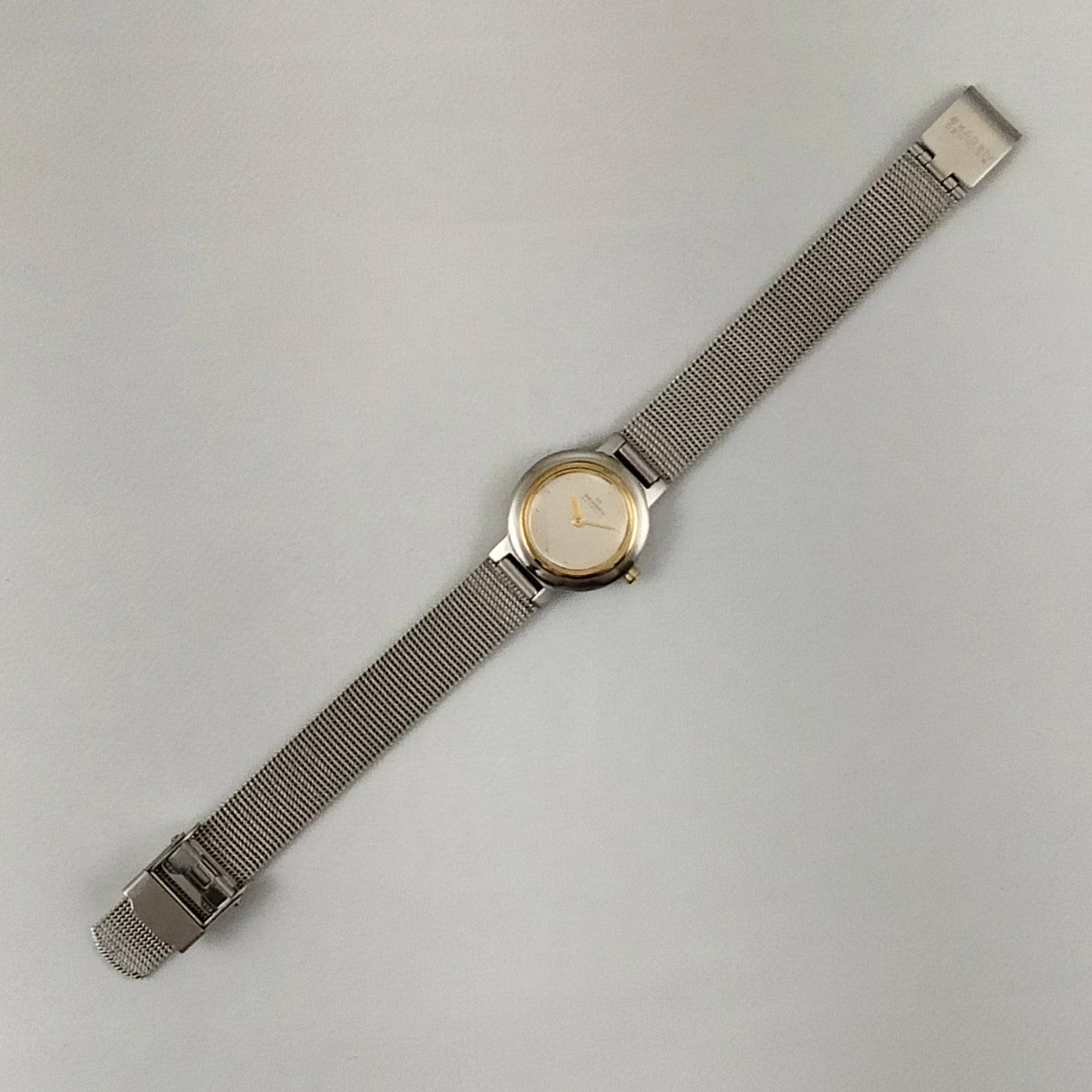 I Like Mikes Mid Century Modern Watches Skagen Women's Stainless Steel Watch, Gold Tone Dot Hour Markers and Hands, Mesh Strap