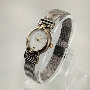 I Like Mikes Mid Century Modern Watches Skagen Women's Stainless Steel Watch, Gold Tone Dot Hour Markers, Date Window, Mesh Strap
