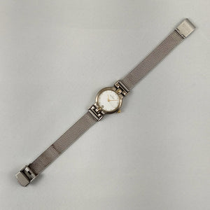 I Like Mikes Mid Century Modern Watches Skagen Women's Stainless Steel Watch, Gold Tone Dot Hour Markers, Date Window, Mesh Strap