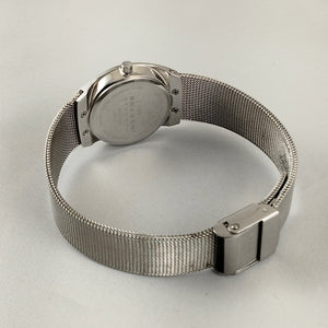 I Like Mikes Mid Century Modern Watches Skagen Women's Stainless Steel Watch, Jewel Framed Face, Mesh Strap