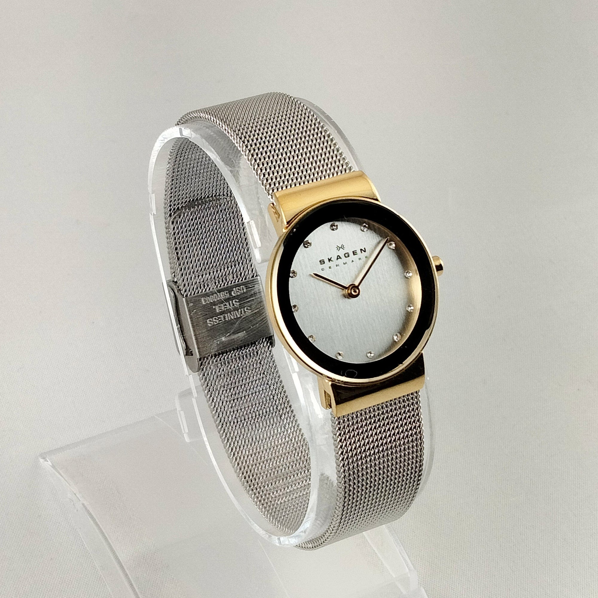 Skagen Women's Stainless Steel Watch, Jewel Hour Markers, Gold Tone Fa - I Like Mikes Mid Century Modern Skagen Women's Stainless Steel Watch, Jewel Hour Markers, Gold Tone Fa - I Like Mikes Mid Century Modern