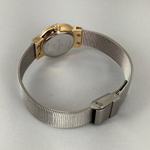I Like Mikes Mid Century Modern Watches Skagen Women's Stainless Steel Watch, Jewel Hour Markers, Gold Tone Face Frame, Mesh Strap