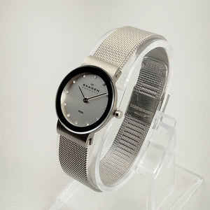 I Like Mikes Mid Century Modern Watches Skagen Women's Stainless Steel Watch, Jewel Hour Markers, Mesh Strap
