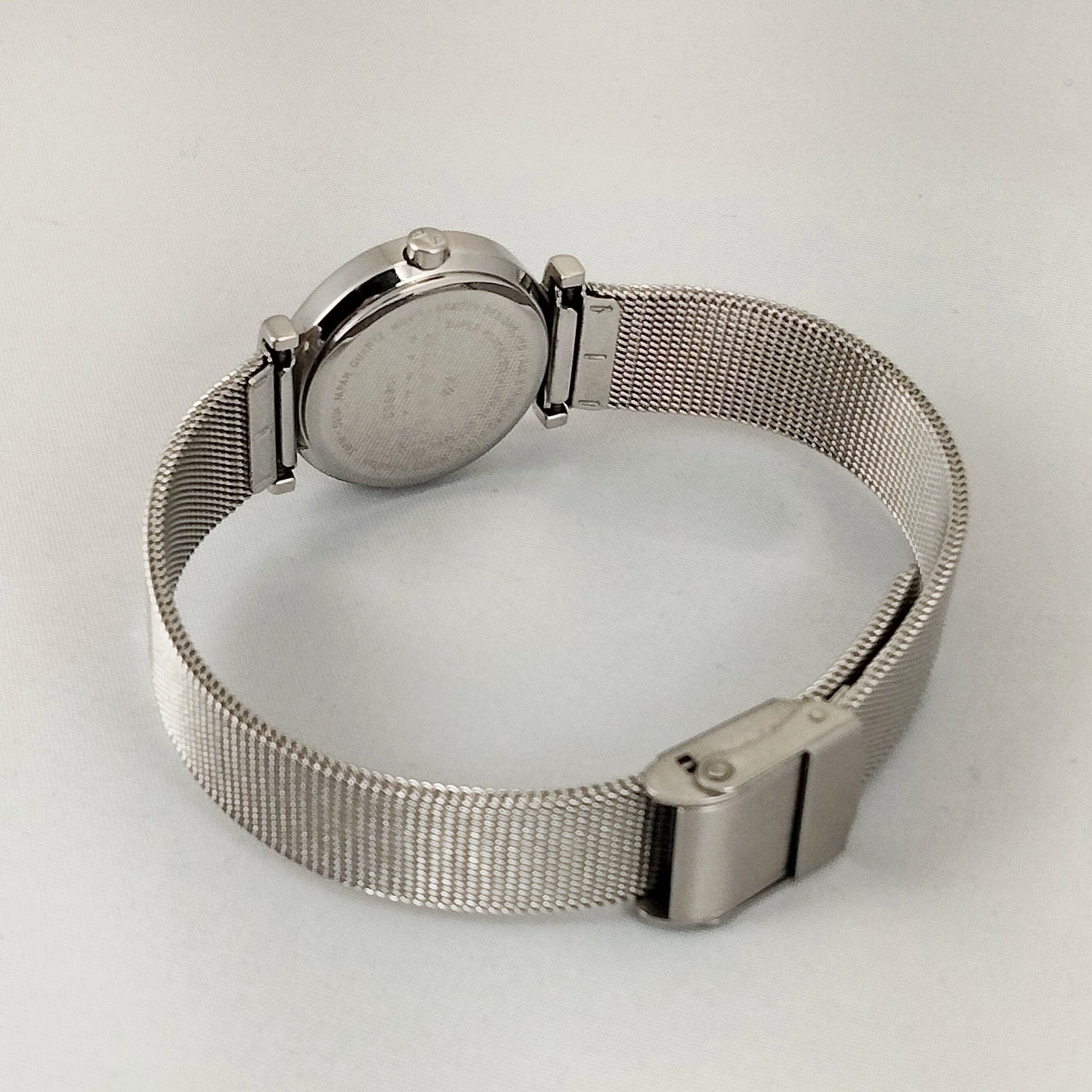 I Like Mikes Mid Century Modern Watches Skagen Women's Stainless Steel Watch, Mother of Pearl Dial, Jewel Hour Markers and Border, Mesh Strap