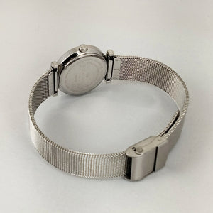 I Like Mikes Mid Century Modern Watches Skagen Women's Stainless Steel Watch, Mother of Pearl Dial, Jewel Hour Markers and Border, Mesh Strap
