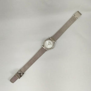 I Like Mikes Mid Century Modern Watches Skagen Women's Stainless Steel Watch, Mother of Pearl Dial, Jewel Hour Markers and Border, Mesh Strap