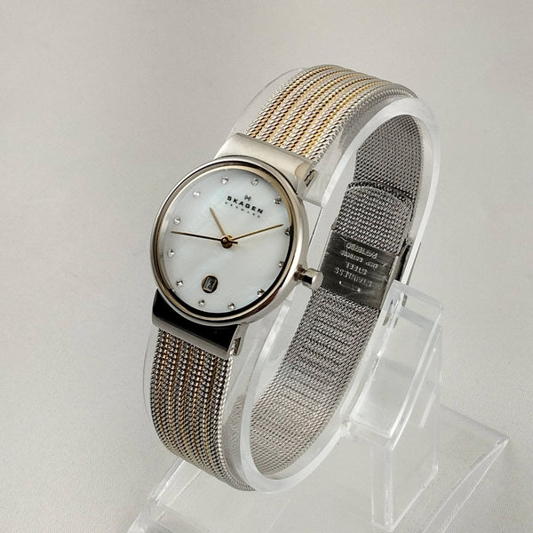 Skagen Ladies Titanium Watch - Silver with Black Mother of Pearl Face Skagen Titanium Watch, Black Mother of Pearl Dial, Genuine  main image 2