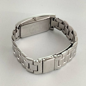 I Like Mikes Mid Century Modern Watches Skagen Women's Stainless Steel Watch, Mother of Pearl Rectangular Dial, Jewel Details, Link Bracelet