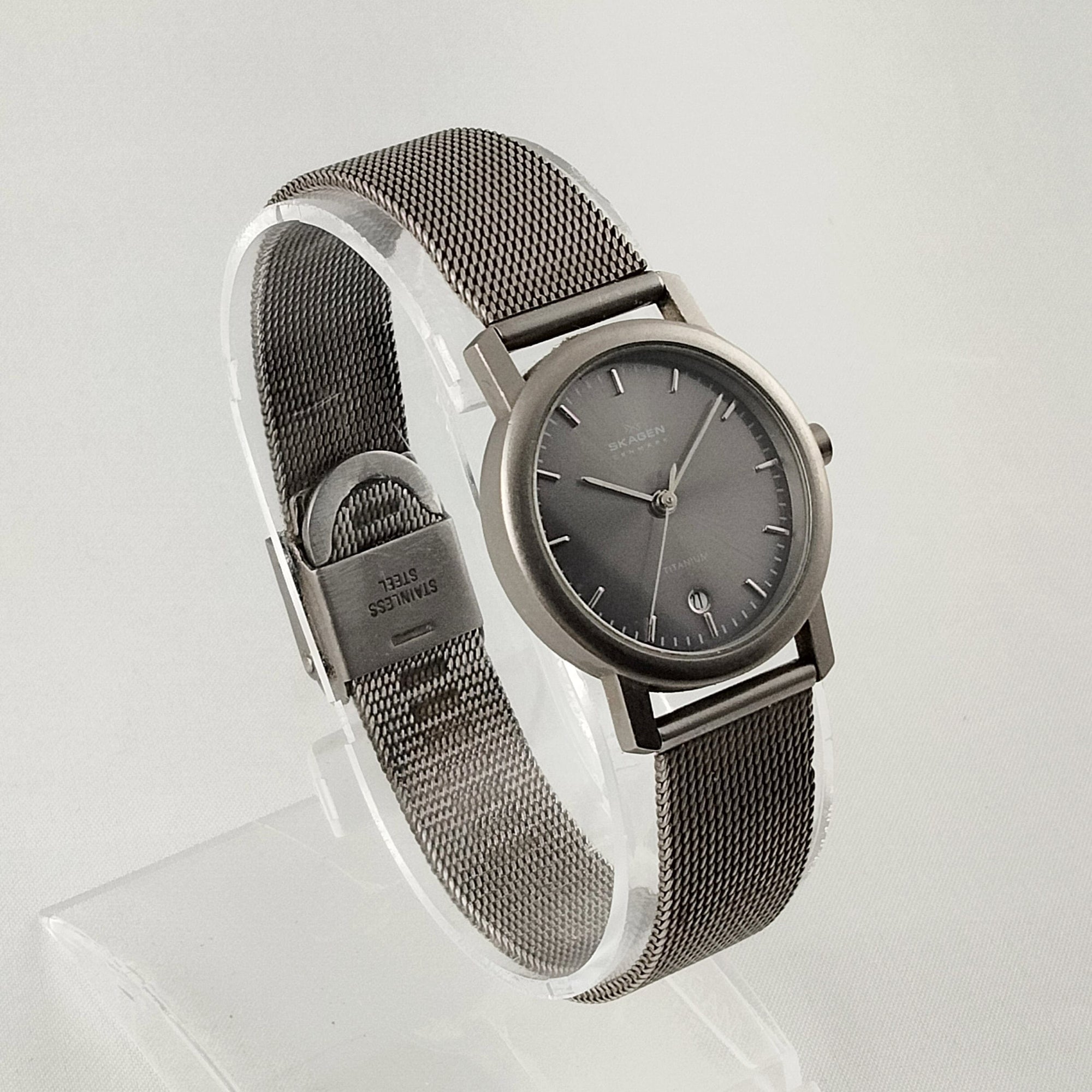 I Like Mikes Mid Century Modern Watches Skagen Women's Stainless Steel Watch, Navy Blue Dial, Mesh Strap