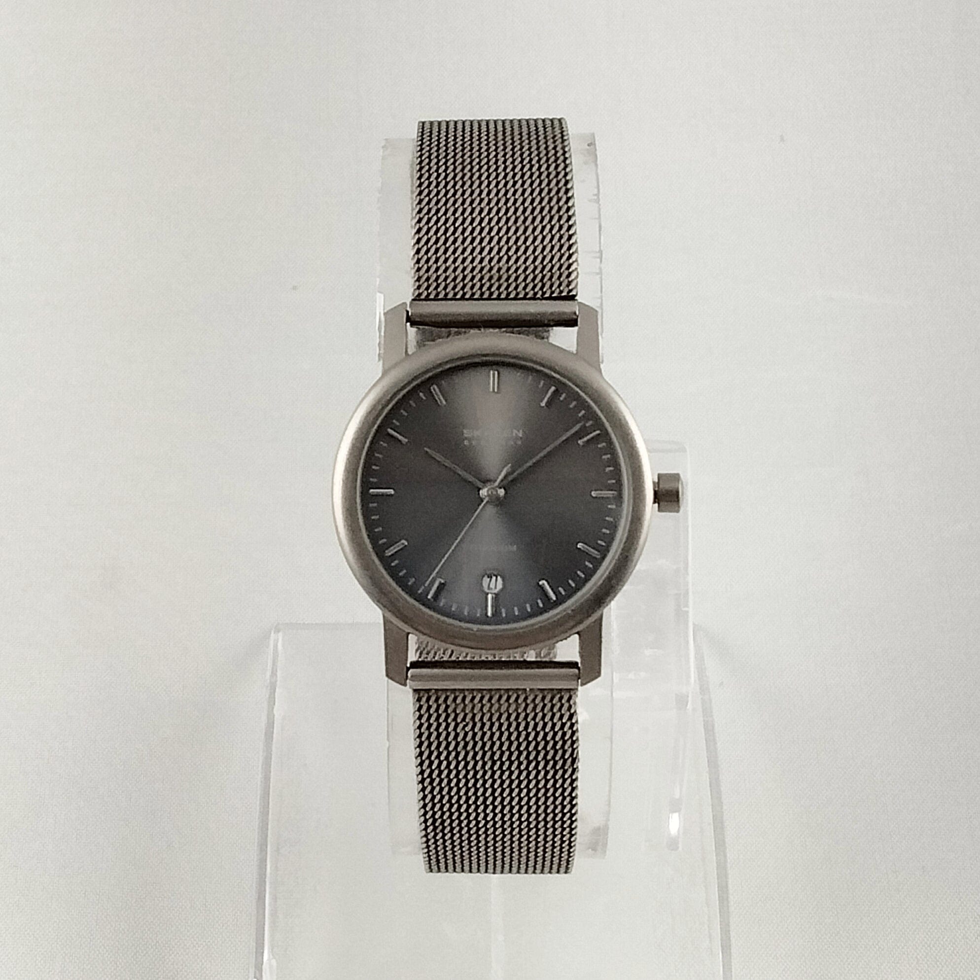 I Like Mikes Mid Century Modern Watches Skagen Women's Stainless Steel Watch, Navy Blue Dial, Mesh Strap