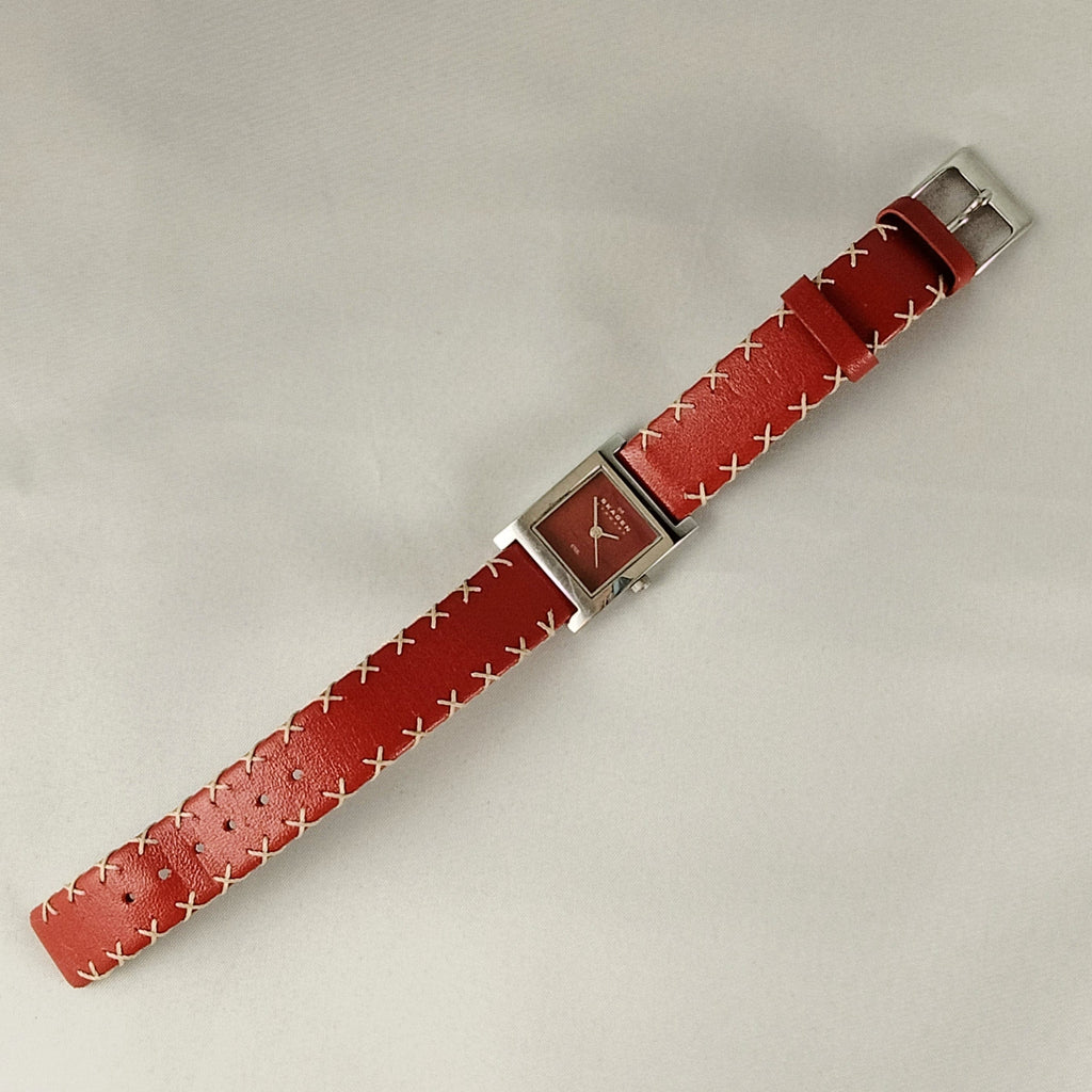 Skagen Women's Stainless Steel Watch, Red Dial, Red Leather Strap with - I Like Mikes Mid Century