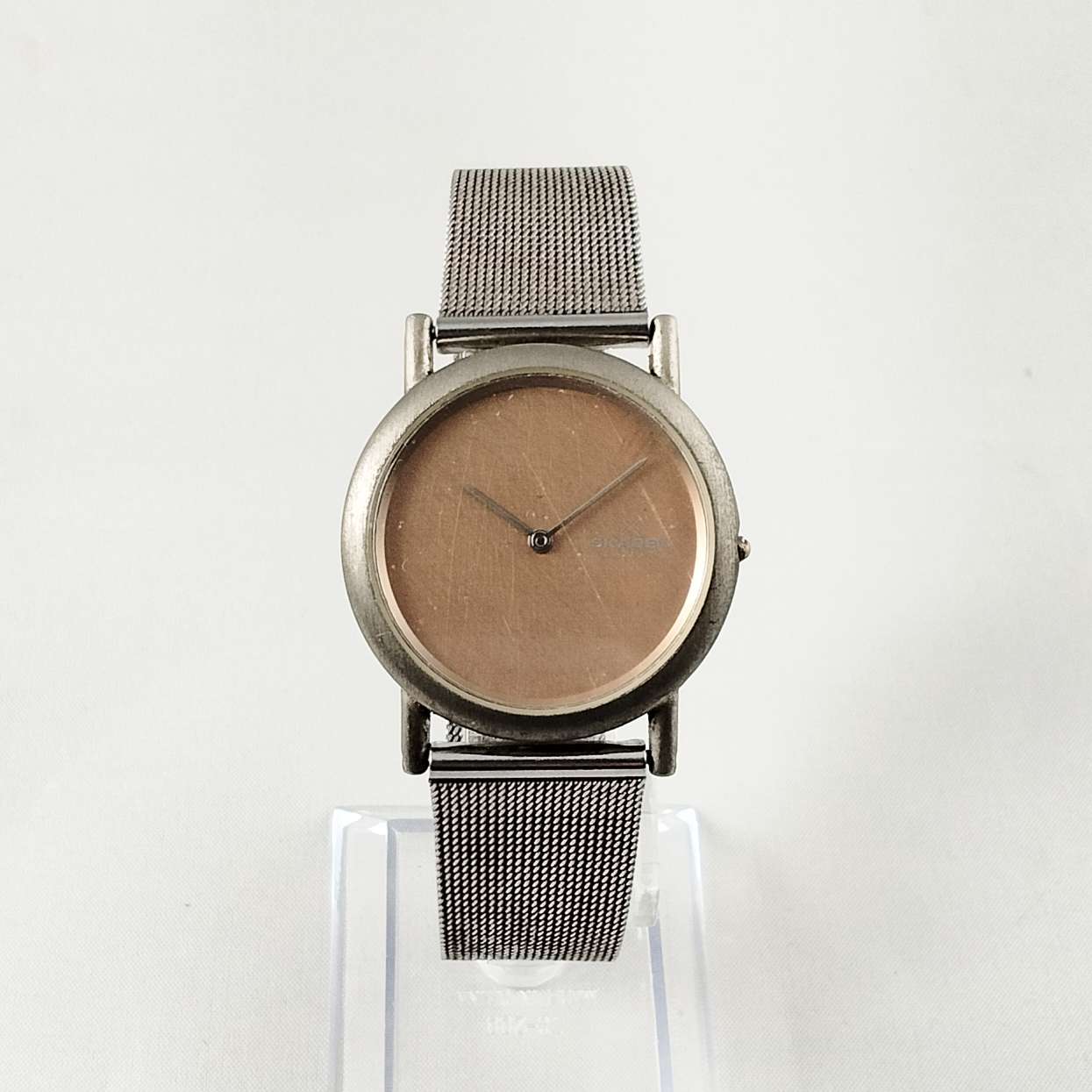 I Like Mikes Mid Century Modern Watches Skagen Women's Stainless Steel Watch, Rose Gold Colored Dial, Mesh Strap