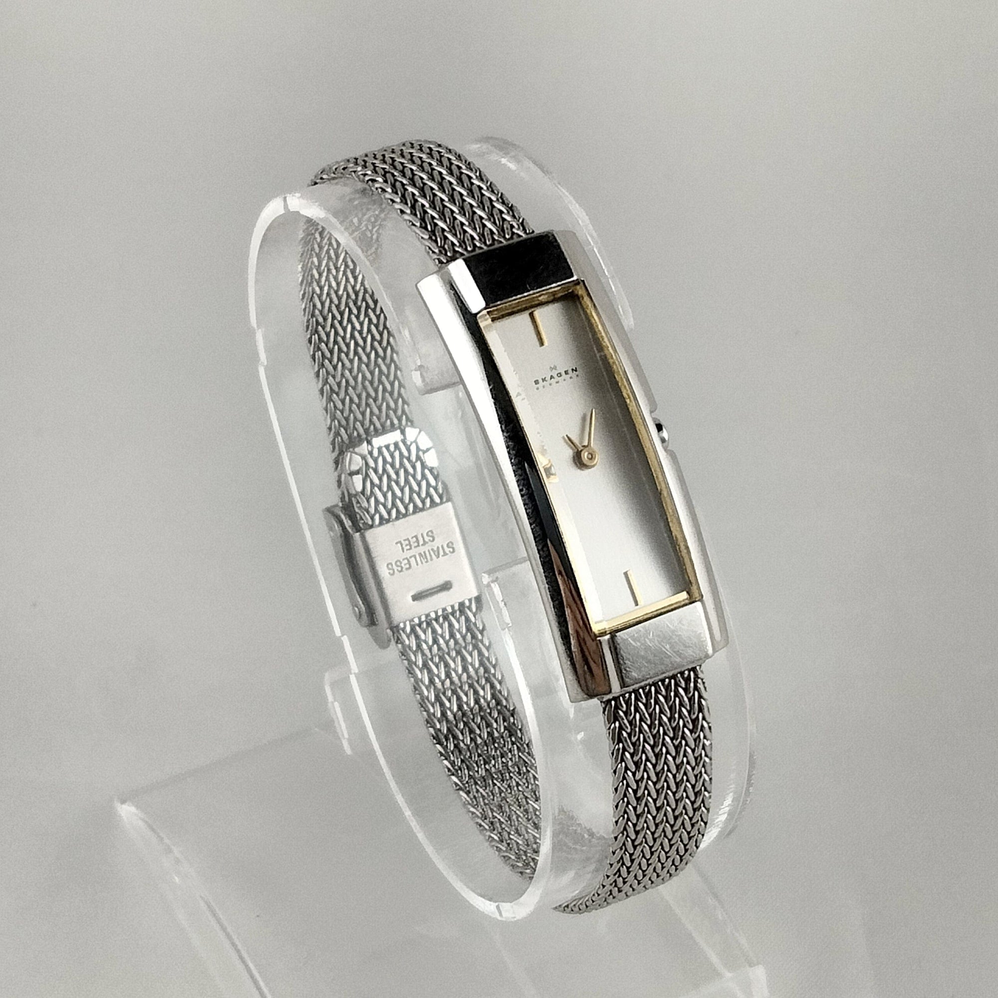 I Like Mikes Mid Century Modern Watches Skagen Women's Thin Stainless Steel Watch, Bracelet Strap