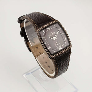 I Like Mikes Mid Century Modern Watches Skagen Women's Watch, Brown Mother of Pearl Dial, Genuine Brown Leather Strap
