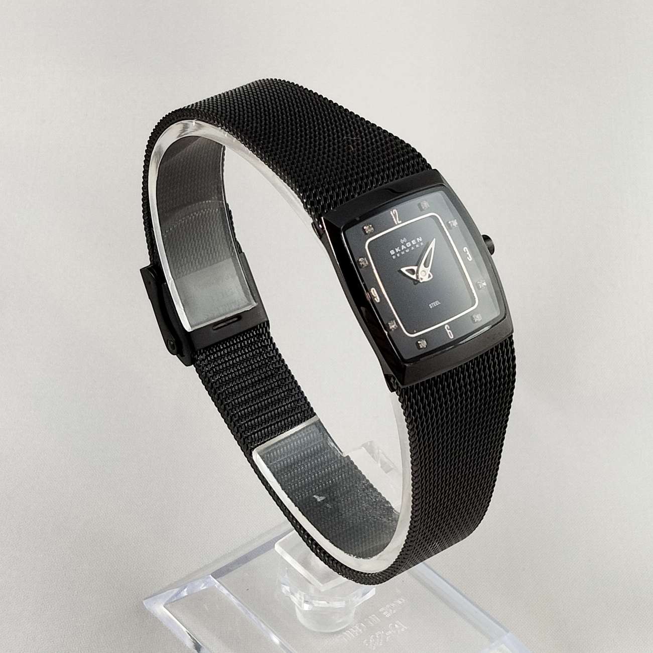 I Like Mikes Mid Century Modern Watches Skagen Women's Watch, Jewel Hour Markers, Black Mesh Strap