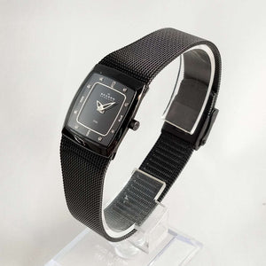 I Like Mikes Mid Century Modern Watches Skagen Women's Watch, Jewel Hour Markers, Black Mesh Strap