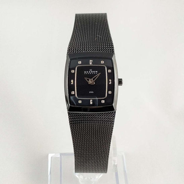 Skagen Womens Quartz Watch 107SSSBD Stainless Steel Mesh Band Black Dial Crystal Skagen 107SSSBD Women main image 2