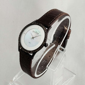 I Like Mikes Mid Century Modern Watches Skagen Women's Watch, Mother of Pearl Dial, Genuine Leather Strap