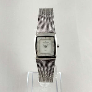 I Like Mikes Mid Century Modern Watches Skagen Women's Watch, Mother of Pearl Dial, Jewel Details, Mesh Strap