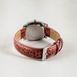 I Like Mikes Mid Century Modern Watches Skagen Women's Watch, Mother of Pearl Dial, Jewel Details, Pink Genuine Leather Strap