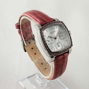 I Like Mikes Mid Century Modern Watches Skagen Women's Watch, Mother of Pearl Dial, Jewel Details, Pink Genuine Leather Strap