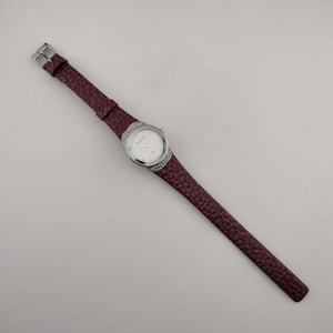 I Like Mikes Mid Century Modern Watches Skagen Women's Watch, Silver Tone and Jewel Details, White Dial, Genuine Purple Leather Strap (Copy)