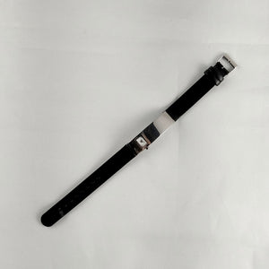 I Like Mikes Mid Century Modern Watches Skagen Women's Watch, Tiny Dial, Long Stainless Steel Frame, Black Genuine Leather Strap