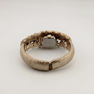 I Like Mikes Mid Century Modern Watches Style Time Women's Gold Tone Watch, Circular Dial, Chunky Bejeweled Bangle Strap