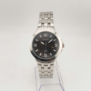 I Like Mikes Mid Century Modern Watches Synrgy Men's Silver Tone Quartz Watch, Round Dial, Bracelet Strap