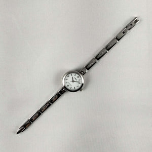 I Like Mikes Mid Century Modern Watches Timex Diamond Silver Tone Watch, Etched Affirmations on Strap
