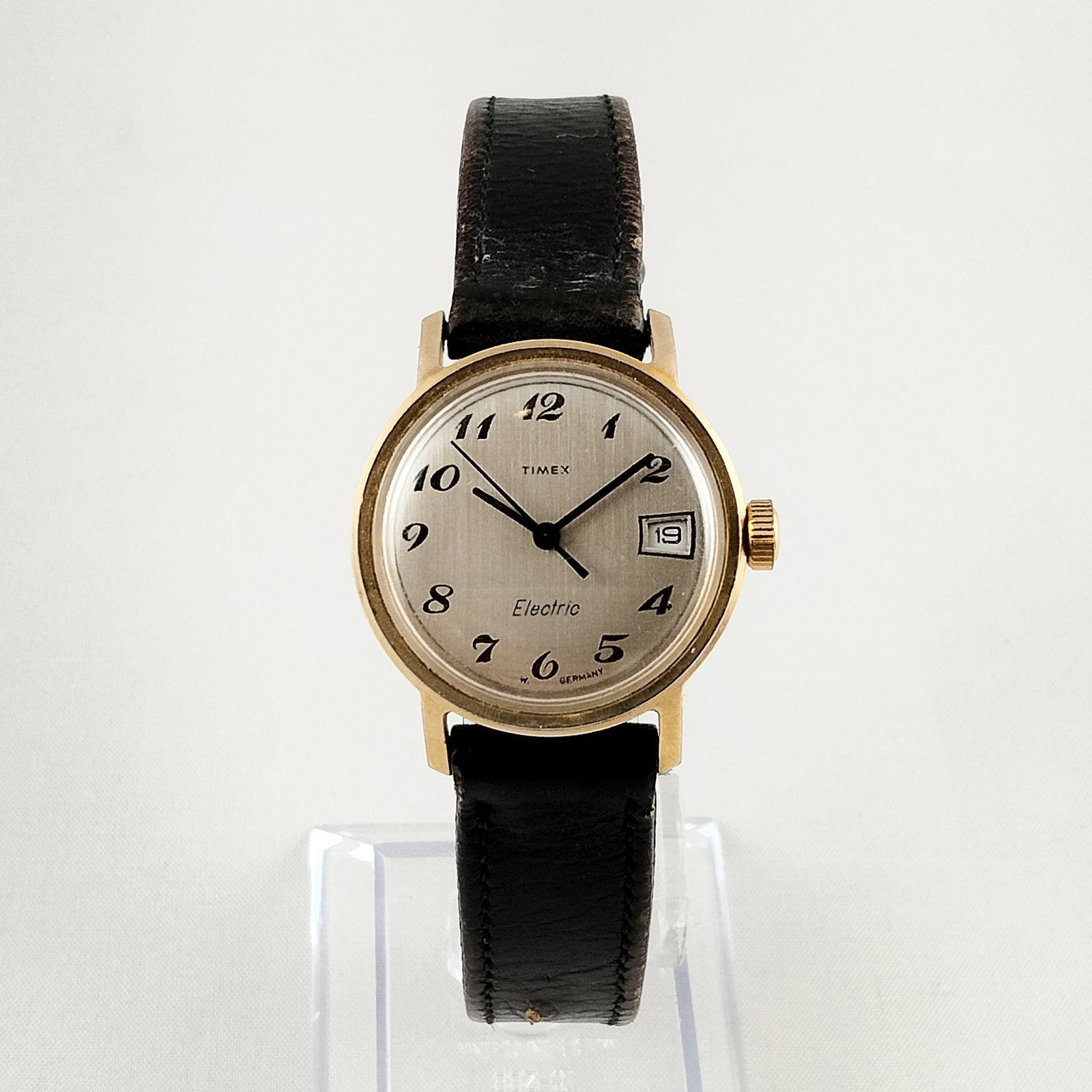 I Like Mikes Mid Century Modern Watches Timex Electric Watch, Black Genuine Leather Strap