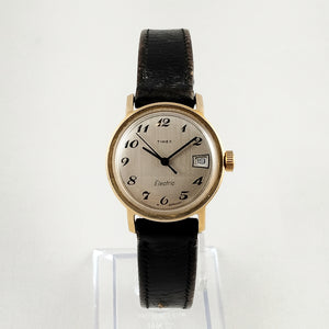 I Like Mikes Mid Century Modern Watches Timex Electric Watch, Black Genuine Leather Strap