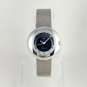 I Like Mikes Mid Century Modern Watches Timex Electric Women's Oversized Watch, Navy Dial, Mesh Strap