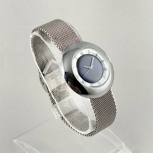 I Like Mikes Mid Century Modern Watches Timex Electric Women's Oversized Watch, Navy Dial, Mesh Strap