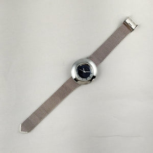 I Like Mikes Mid Century Modern Watches Timex Electric Women's Oversized Watch, Navy Dial, Mesh Strap