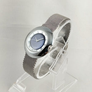 I Like Mikes Mid Century Modern Watches Timex Electric Women's Oversized Watch, Navy Dial, Mesh Strap