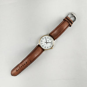 I Like Mikes Mid Century Modern Watches Timex Indiglo Oversized Watch, Brown Leather Strap