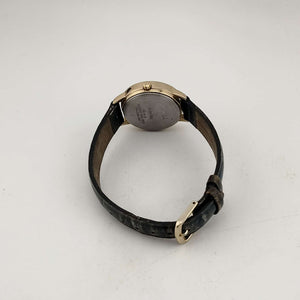 I Like Mikes Mid Century Modern Watches Timex Men's Gold Tone Watch, Round White Dial, Embossed Genuine Blue Leather Strap